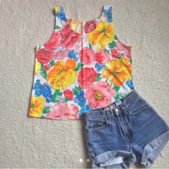 Rainbow Floral Tank Top - Picture 1 of 2